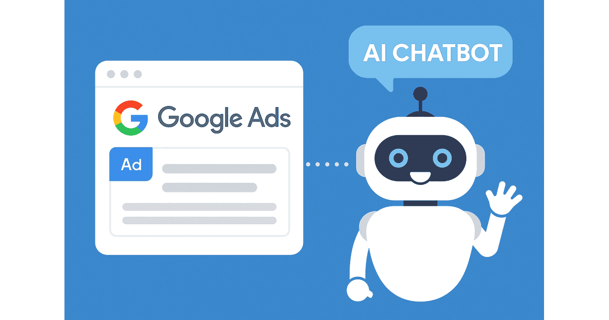 Illustration of Google Ads in AI chatbot interface
